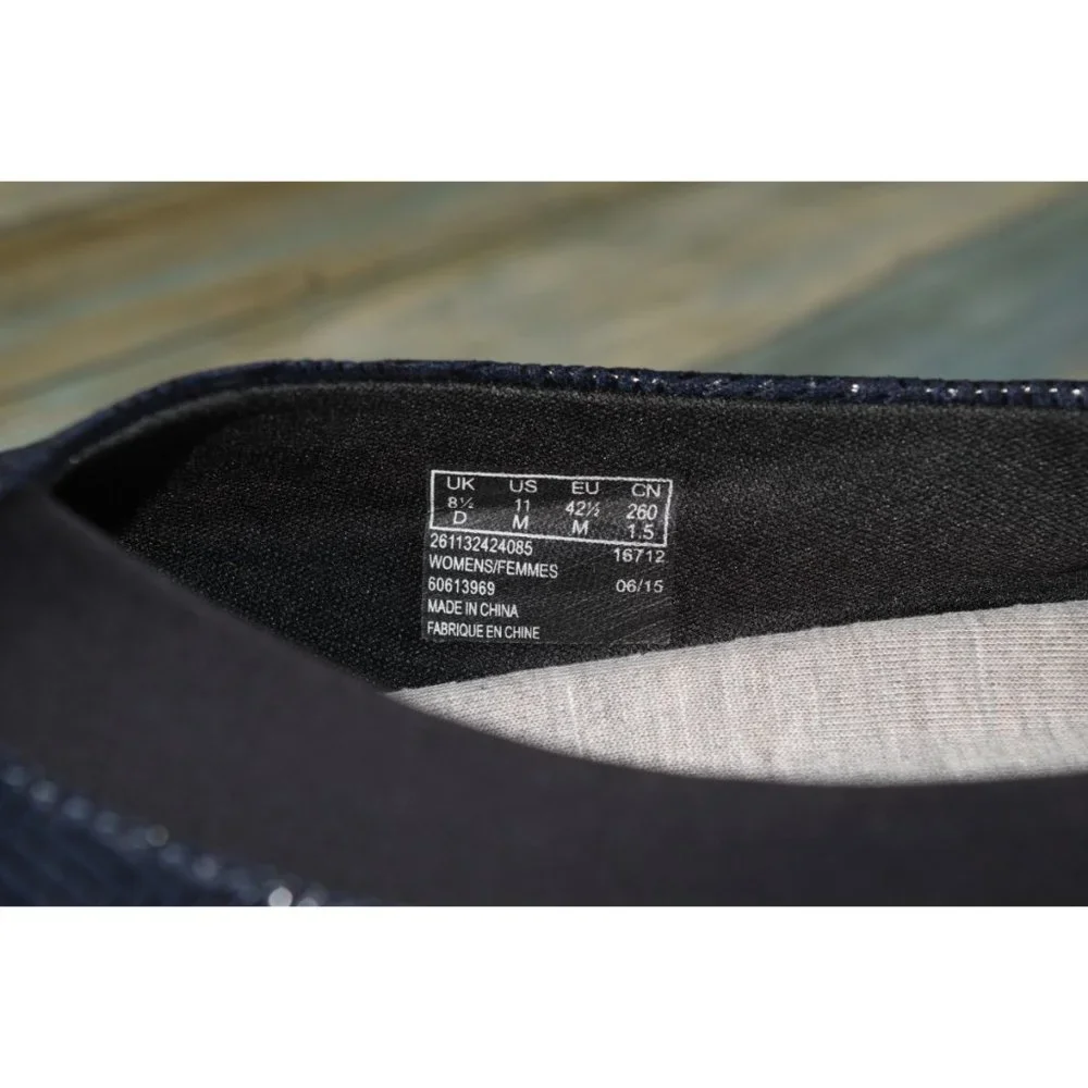 Clarks Sillian Jetay Loafers Size 11 Cloudstepper Flats Navy Blue Herringbone - Picture 11 of 11